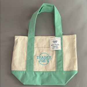 Trader Joe's Green & Cream Canvas Mini Tote